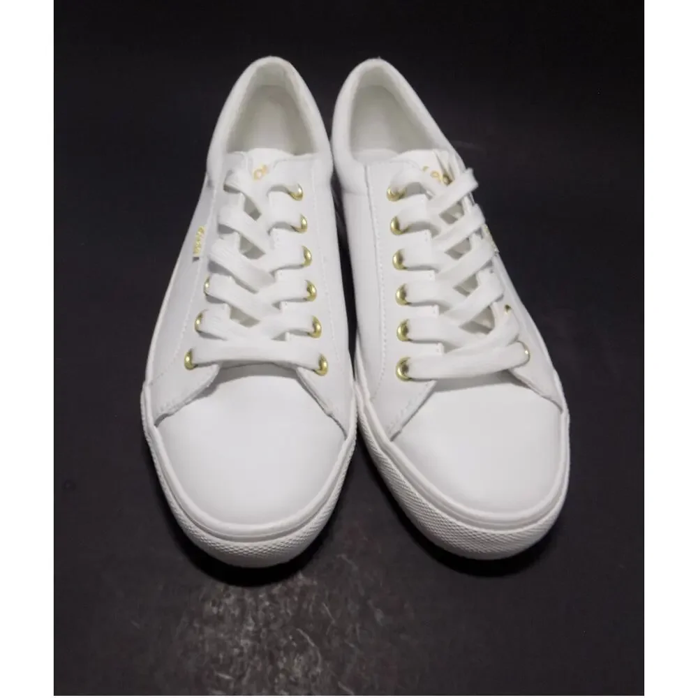 Keds Jump Kick Lace Up Leather White/Gold Sneakers Women's- Size 8.5- New
